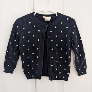 J Crew‎ Crewcuts Little Girl Cardigan Sweater SIZE 2T Polka Dot Preppy Button Up